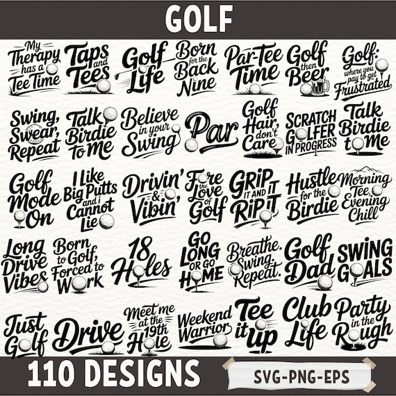 Golf SVG Bundle Funny Quotes for Golfers | Retro Golf Sayings Cricut Cut Files | Golf Life SVGs for T-Shirts Mugs Signs and Gifts