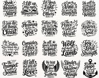 Bible Scripture SVG Bundle | 130 Christian Quote Designs for Cricut & Silhouette | Inspirational Faith Scripture PNG EPS Cut Files