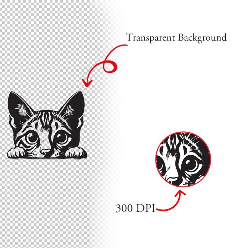 Peeking Cat SVG Bundle, 200 Cat Breeds, 630 Designs, Laser Cut Files, Engraving Vector, Cricut Clipart, PNG DXF Eps, Digital Download image 7