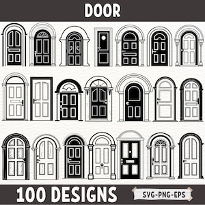 Pacchetto SVG porta, Clipart porta vintage, Silhouette porta d'ingresso, PNG porta ad arco, Disegno porta architettonica, File di taglio digitale per Cricut