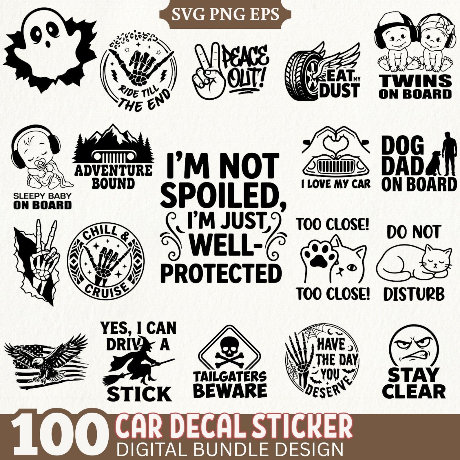 Funny Car Decal Sticker Bundle, Rude Garage Auto Quotes (SVG PNG EPS ...