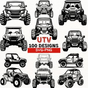 Bundle UTV Svg Png, vecteur des cliparts véhicule tout-terrain, conception de Silhouette UTV, graphiques côte à côte, fichier coupé VTT, décalcomanies UTV pour Cricut