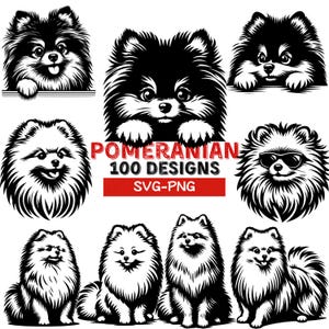 Pacote SVG da Pomerânia, 100 designs fofos de clipart de cachorro da Pomerânia, arquivos PNG digitais da Pomerânia para Cricut, arquivos de corte de cachorro amante de animais de estimação para artesanato