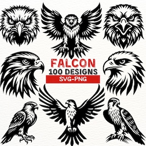 Falke SVG Designs bündeln | Falke Clipart für Cricut und Silhouette | Falke Adler Vogel Vektoren | PNG Sofortdownload