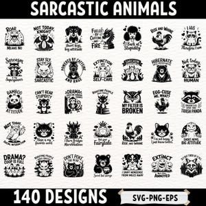 Sarcastic Animal SVG Bundle: Funny Quotes, Cricut & Sublimation (Digital Download)