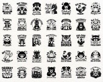 Sarcastic Animal SVG Bundle: Funny Quotes, Cricut & Sublimation (Digital Download)