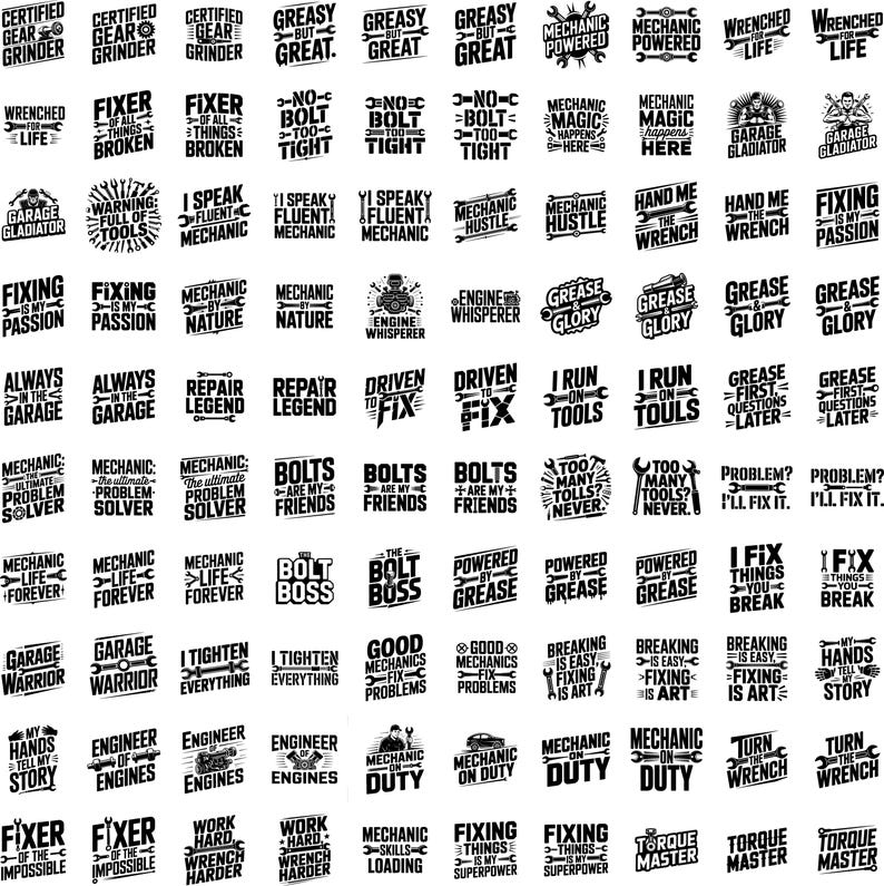 Mechanic SVG Bundle With 220 Designs for Cricut and Silhouette, Funny ...