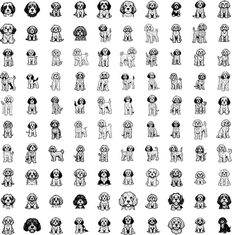 Cockapoo Dog SVG Bundle, 250 Cockapoo PNG Clipart, Cute Cockapoo Vector ...