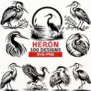 Desenhos SVG de Garça | Clipart de Pássaro Elegante | Silhueta de Garça PNG para Sublimação | Arquivos Cricut com Tema Natureza