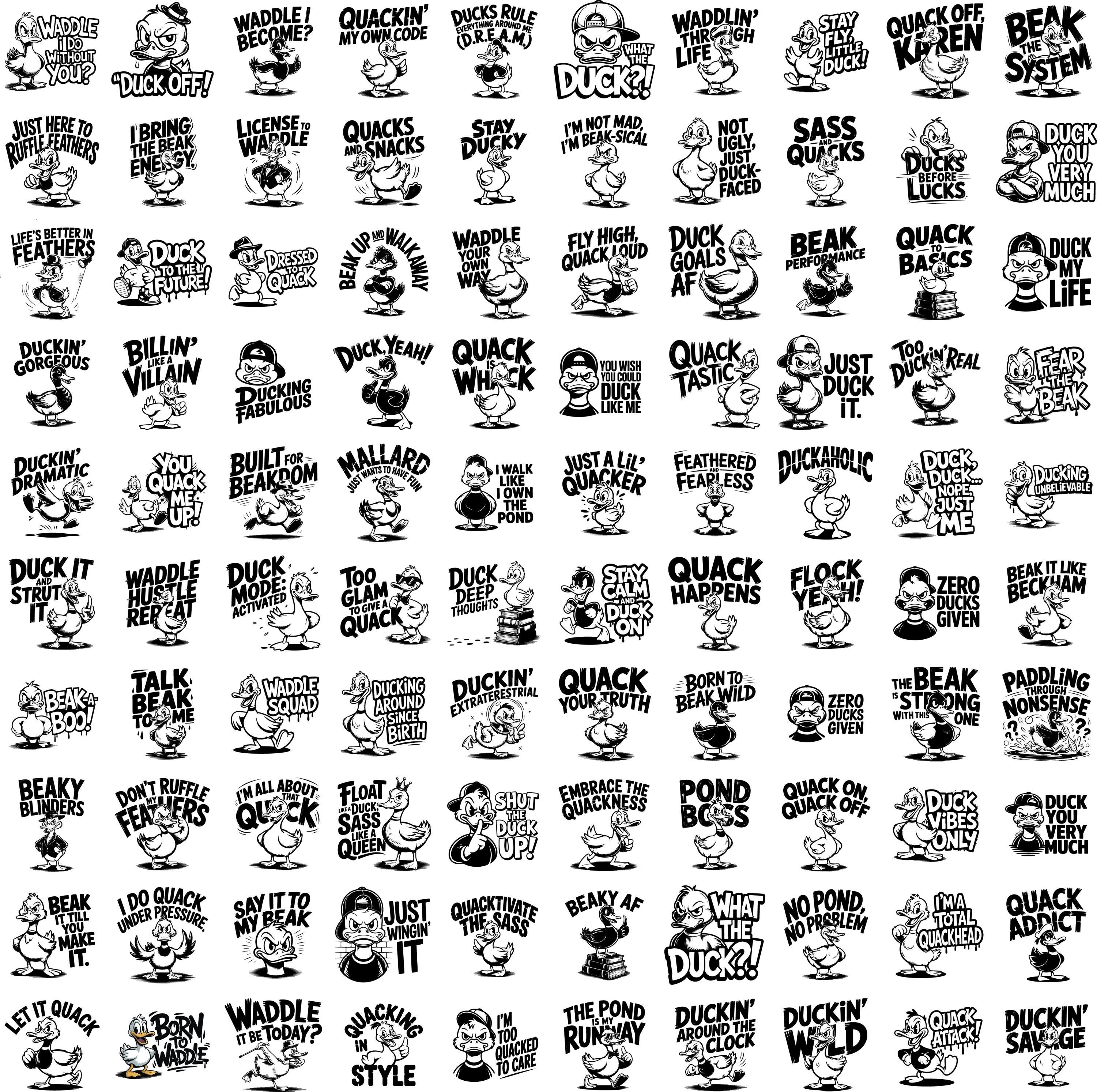 Funny Duck SVG Bundle With 100 Sarcastic Duck Quotes for Cricut ...
