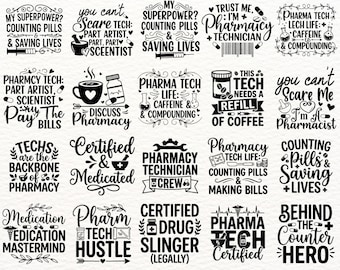 Pharmacy Technician SVG Bundle – Funny & Motivational Pharmacy Tech Designs for T-shirts, Mugs, and More