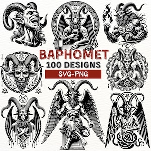Baphomet SVG PNG-ontwerpen - clipartbundel gotische satanische symbolen - occulte hekserij digitale download voor Cricut & sublimatie