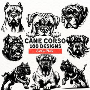 Cane Corso SVG PNG Bundle, 100 Digital Dog Designs, Cane Corso Dog Clipart, Dog Lover Digital Art, Instant Download, Printable Art Files