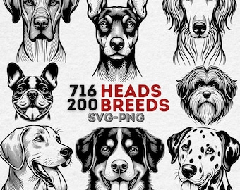 Dog Heads SVG Bundle | Complete Dog Breeds Svg  | Dog Heads for Cricut Svg|Dog Silhouette Svg,Dog Heads Clipart| Instant Download