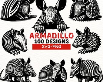 Disegni SVG di Armadillo, Clipart PNG di Armadillo dettagliato, Vettore di silhouette di Armadillo, File di taglio di animali selvatici per Cricut, Download istantaneo