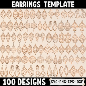 Elegante oorbellen SVG-bundel – lasergesneden sieradenontwerpen, bloemen, geometrische en boho-oorbellen, compatibel met de Cricut en Silhouette