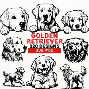 Golden Retriever SVG-Designs | Hundeliebhaber PNG Bündel für Cricut und Sublimation | Süßer Welpe und Hund Clipart für DIY-Projekte
