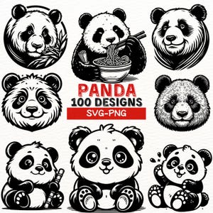 Bundel met Panda SVG-ontwerpen | Schattige panda-clipart | Bamboo Lover digitale bestanden | Panda Cut-bestanden voor Cricut | PNG-sublimatiekunstpakket