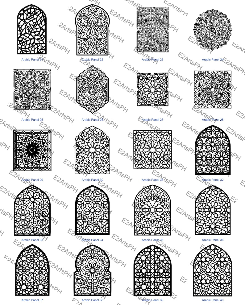 Arabic Islamic Panel SVG Bundle, Geometric Mosque Arch Patterns ...