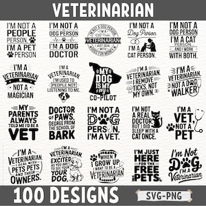 Veterinarian SVG Bundle | Funny Vet Quotes | Pet Doctor Designs | Dog and Cat Lover Cut Files | Vet Life SVG | Animal Clinic Graphics