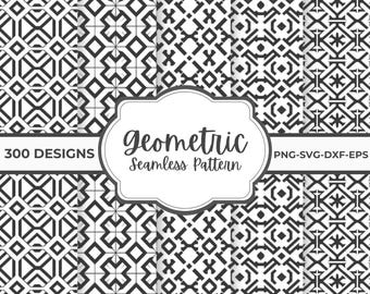 Geometric Seamless Patterns Bundle – Black and White Digital Designs for SVG, DXF, Eps, and PNG Use – Vector Background Patterns