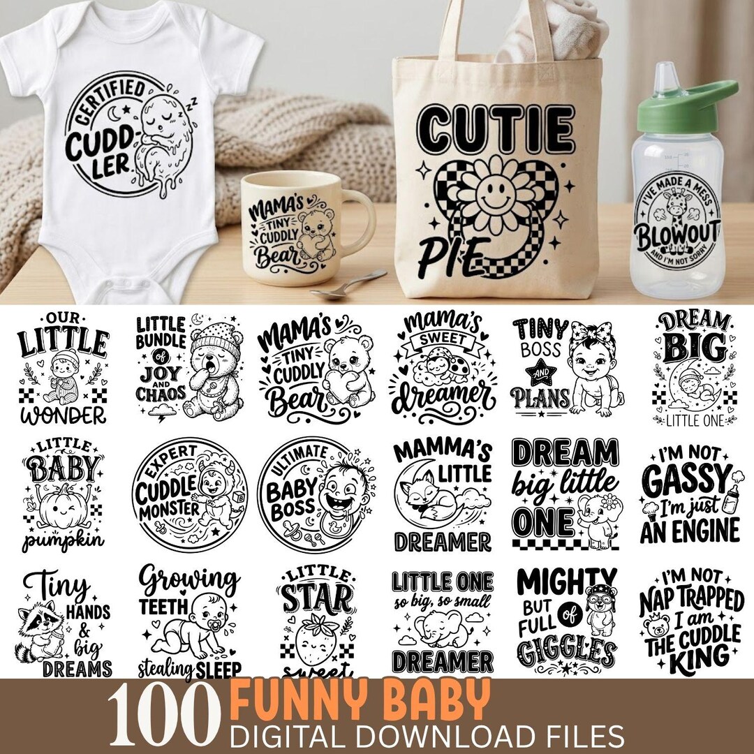 Funny Baby SVG Bundle PNG Files for Cricut Silhouette Cute Nursery ...