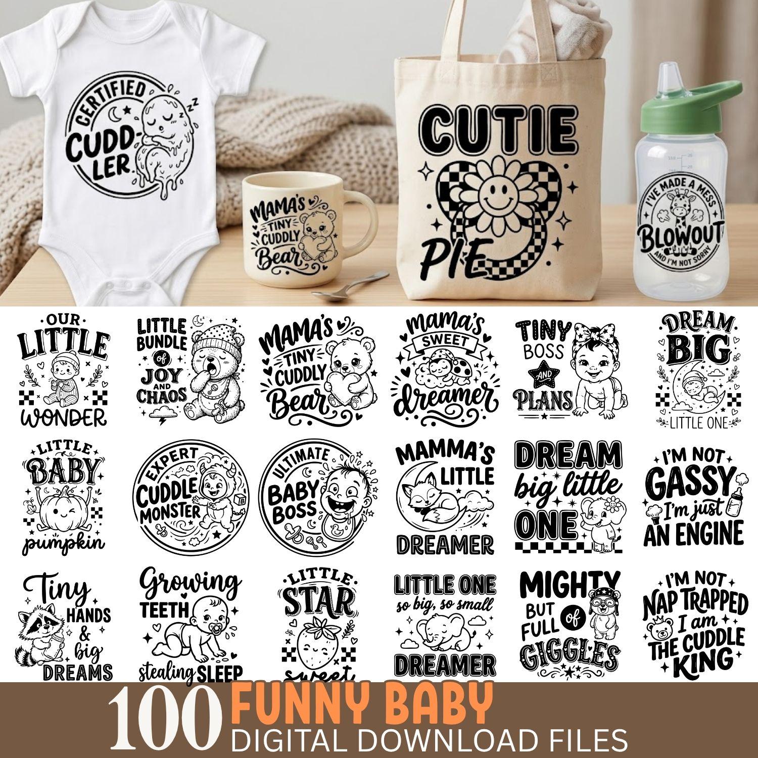 Funny Baby SVG Bundle PNG Files for Cricut Silhouette Cute Nursery ...