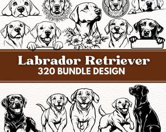Labrador Retriever SVG Bundle, 320 Dog Clipart Designs, Engraving Cut Files, Cricut Vector Art, PNG Dxf EPS Digital Download