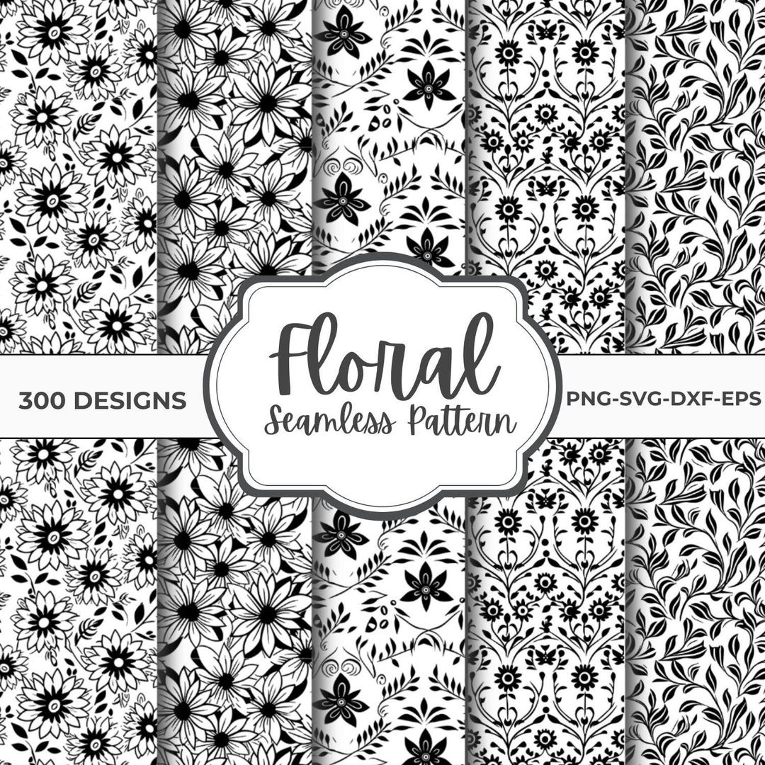 Floral Pattern SVG Bundle - Seamless Floral Vector Design Pack for ...
