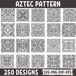 Azteken-Muster SVG-Bundle, komplizierte Stammes- digitale Dateien, Vektor Azteken-Design-Paket, Png Dxf Eps für Cricut, Laserschneiden