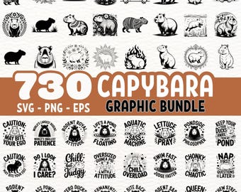 Kapybara SVG-paket Roliga citat PNG EPS Vektorgrafik Söt Gnagare Clipart Digital Nedladdning Cricut Silhouette Crafting Pack