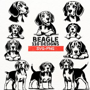Beagle Dog SVG Bundle | Cute Beagle Clipart | Dog Lover Digital Files | Beagle Cut Files for Cricut