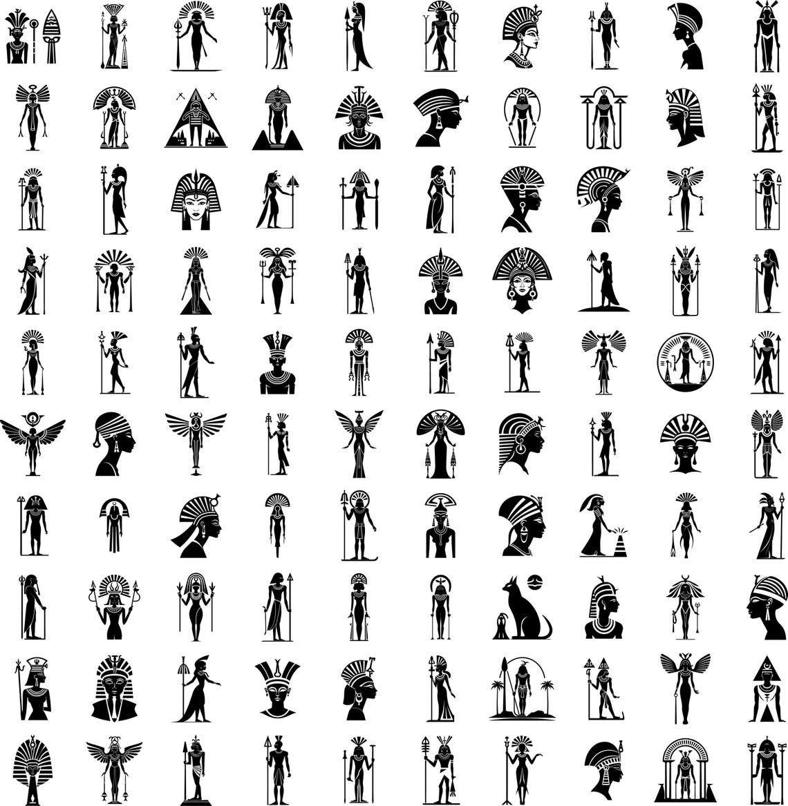 Ancient Egyptian Symbol SVG Bundle, Pharaoh Vector Clipart, Egyptian ...