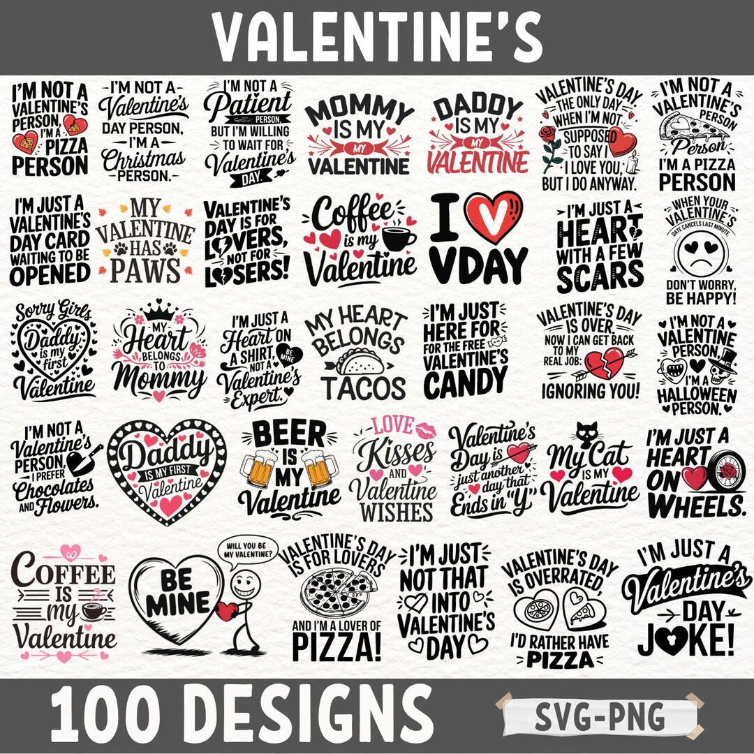 Valentine’s Day SVG Bundle | Funny Love Quotes and Designs | Romantic ...