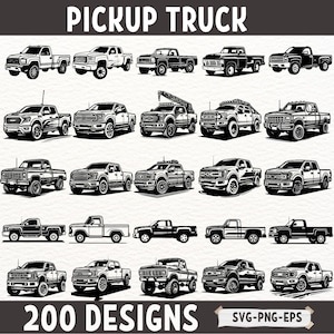 Pickup Truck SVG Bundle, Classic Truck Clipart, Vintage Truck PNG, Off Road Truck Silhouette, Tow Truck EPS, Truck Vector Cut Files