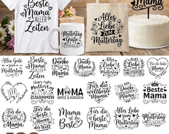 German Mother’s Day SVG Bundle, Muttertag Quotes SVG PNG Eps, Beste Mama Designs, Cricut Cut Files, Mom Gift Sayings, Floral Typography
