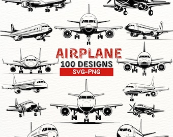 Airplane SVG Bundle | 100 Airplane Designs | Commercial Use PNG | Aviation Clipart | Airplane Silhouettes | Aircraft Vector Pack