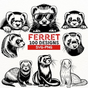 SVG-bundel fret | Schattige frettenontwerpen voor Cricut | Fret minnaar clipart | Digitaal png-pakket | Fretillustraties voor sublimatie