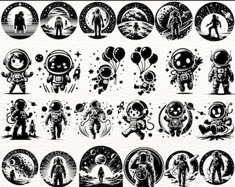 Outer Space Astronaut SVG Bundle, Cosmic Space Clipart, Astronaut PNG, Galaxy Adventure Vector, Space Shirt Design, Celestial Art EPS