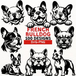 Französische Bulldogge SVG Bundle, 100 Französische Bulldogge Designs, Hund Clipart Bundle für Cricut, Bulldog PNG, Frenchie Schnittdateien, Hundeliebhaber Geschenk