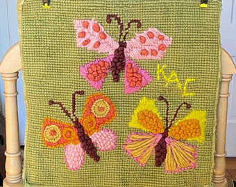 Needlepoint Butterfly Wall Hanging Vivid Colors Butterflies