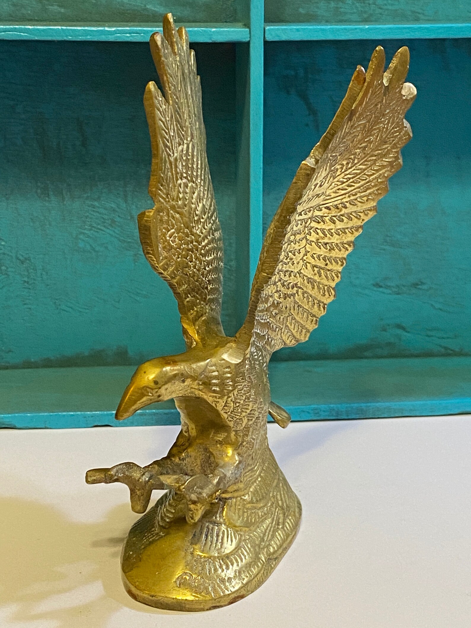 Desk Size Brass Eagle Statue 5.5 Inches Tall Etsy