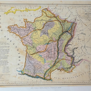 Special Map Series of Reproductions Levasseur 1833 Lithographs France with Sticker 24 x 19
