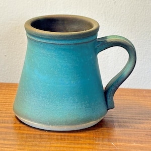 Studio Pottery Large Mug Turquoise Vase Signed