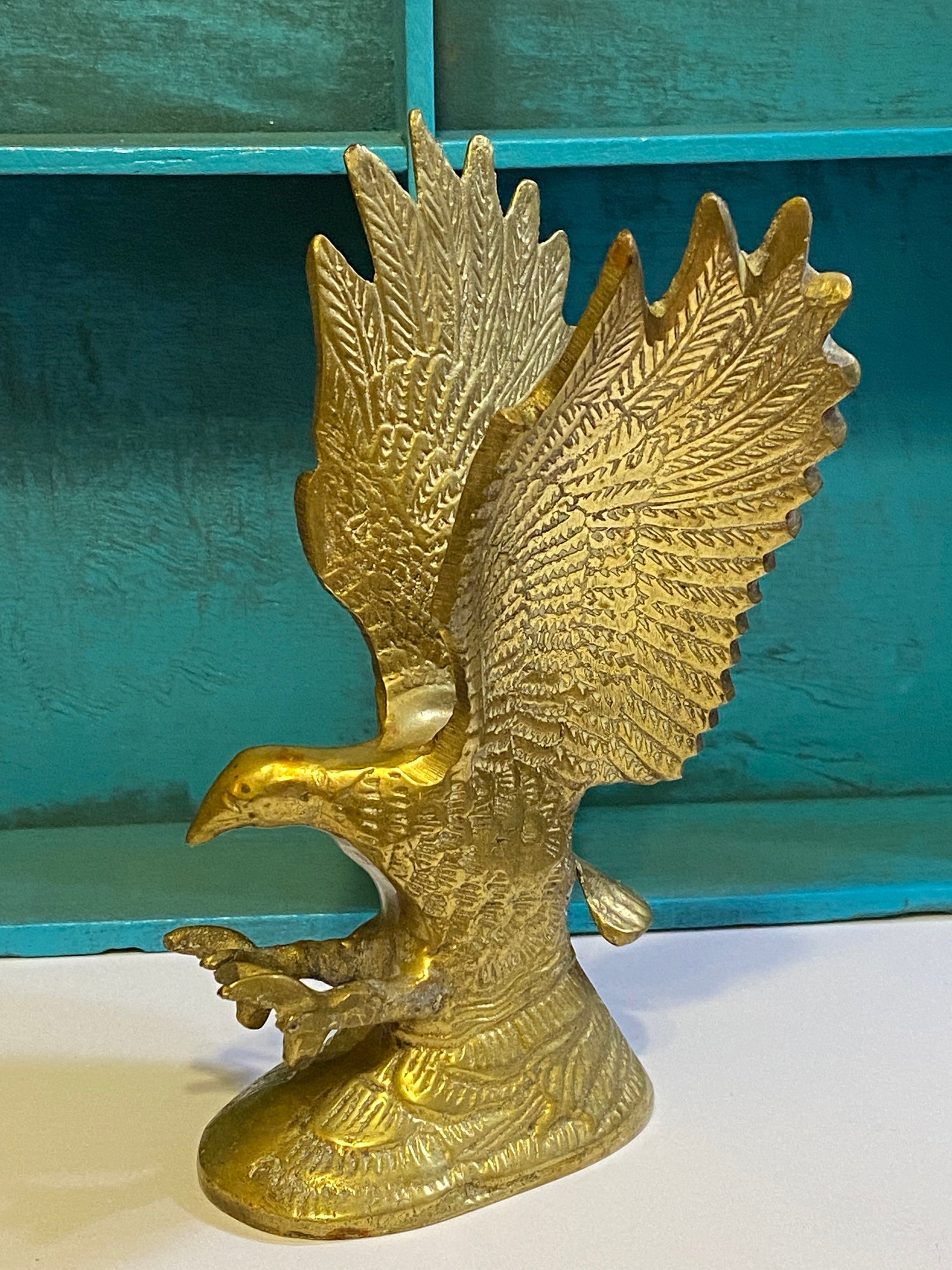 Desk Size Brass Eagle Statue 5.5 Inches Tall Etsy