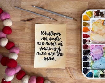 Hand-Painted Wuthering Heights Valentine Post Card | Romantic Literary Love Quote