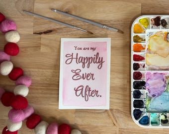 Hand-Painted Valentine Card | Bookish Love Quote