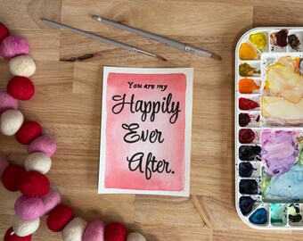 Hand-Painted Valentine Card | Bookish Love Quote