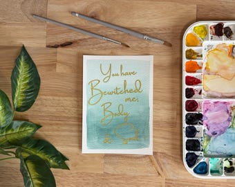 Hand-Painted Pride and Prejudice Valentine Postcard | Jane Austen Quote