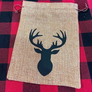 Burlap Gift Bag, Deer